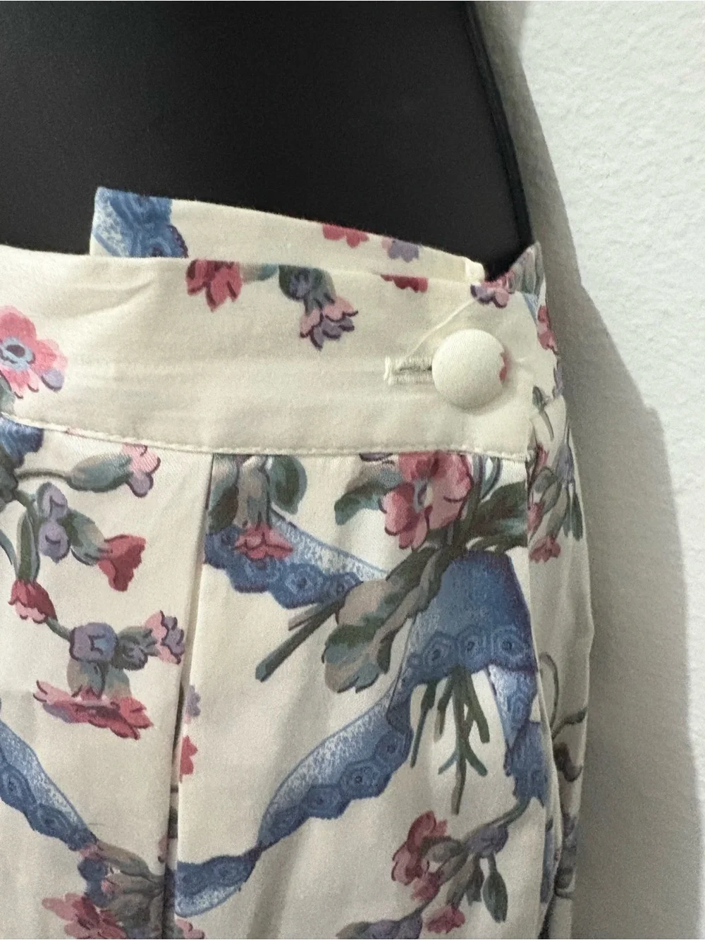 Vintage Sharon Young White Floral and Lace Print Cottagecore Cotton Maxi Skirt